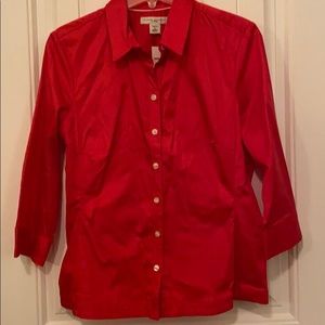 Cotton blouse with 3/4 length sleeves